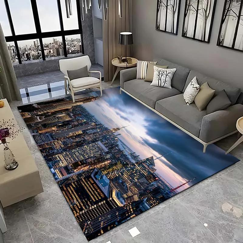 New York City Floor Mat Urban Landscape Rug Modern Cityscape Carpet for Living Room Bathroom Mat Doormat for Bedroom Home Decor