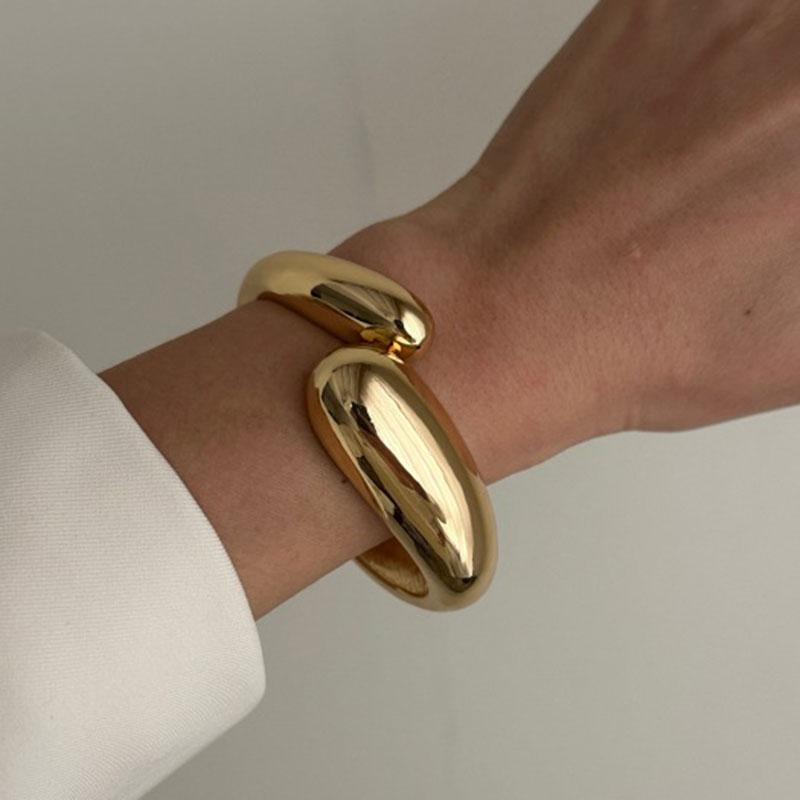 Gold Color Chunky Metal Snake Geometric Wide Cuff Bangles for Women Open Irregular Bracelets Bangle Men Goth Punk Jewelry