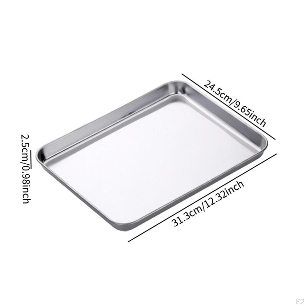 Stainless Steel Oven Tray Baking Sheet, Compact Sturdy Nonstick Pan, Food Serving Pan Flat