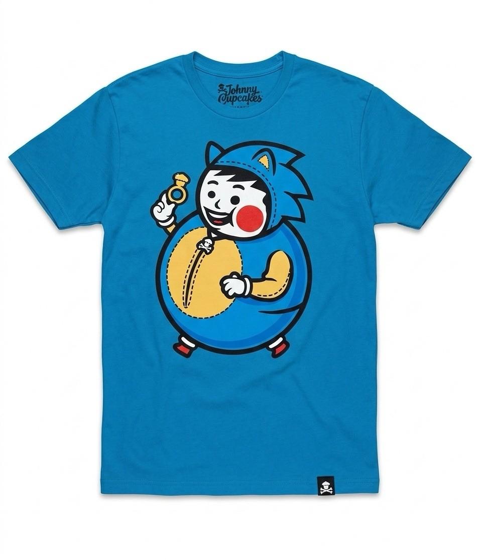 Johnny Cupcakes Sonic The Hedgehog T Shirt Large Blue Big Kid Crossbone Rare Unisex T-Shirt XL