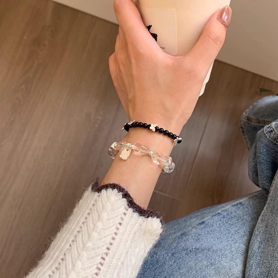 Ice cube candy tag, white crystal square bracelet, summer niche design bracelet, bracelet, versatile jewelry.