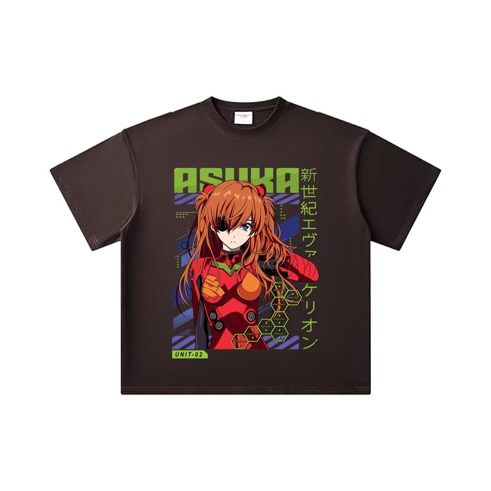 260 GSM Double Yarn 32 Count 100% Cotton Evangelion V3 Asuka Print Unisex Heavy Cotton T Shirt