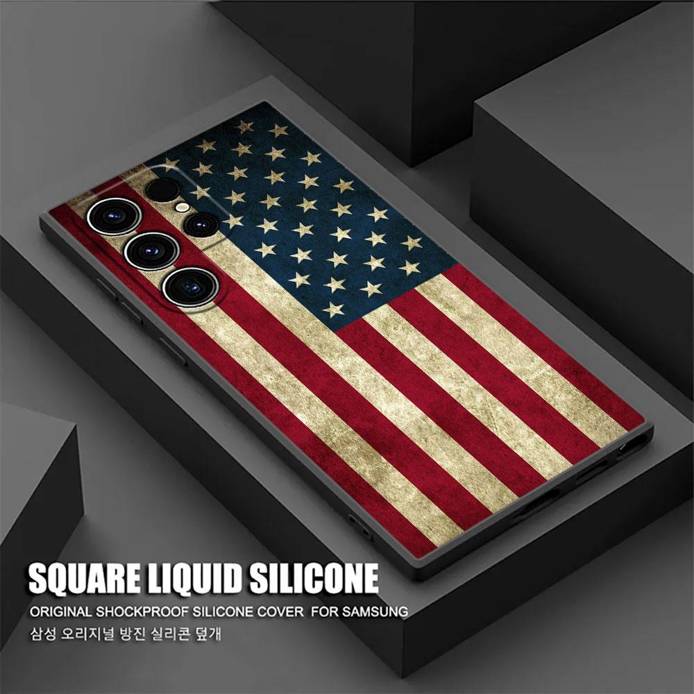 American USA Flag Five-pointed Star S25 Ultra Case For Samsung Galaxy S25 S24 S23 S20 S21 FE S22 Ultra S10 Plus Soft Phone Cover