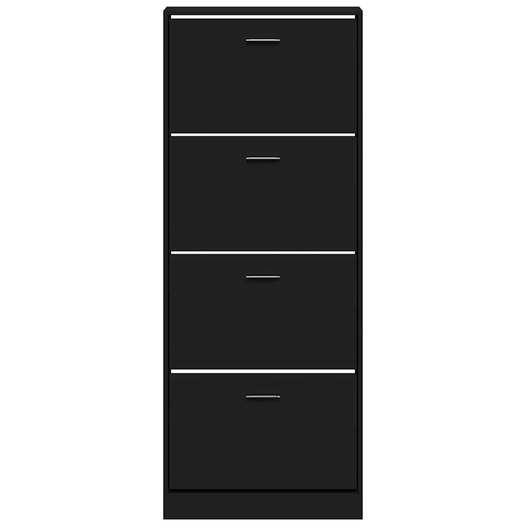 Shoe Cabinet Black 59 X 17 X 150 Cm Engineered Wood