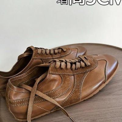 Fashion Retro Women's 2025 Spring and Summer New Lace-up Forrest Gump Shoes Flat Athleisure Board Shoes
