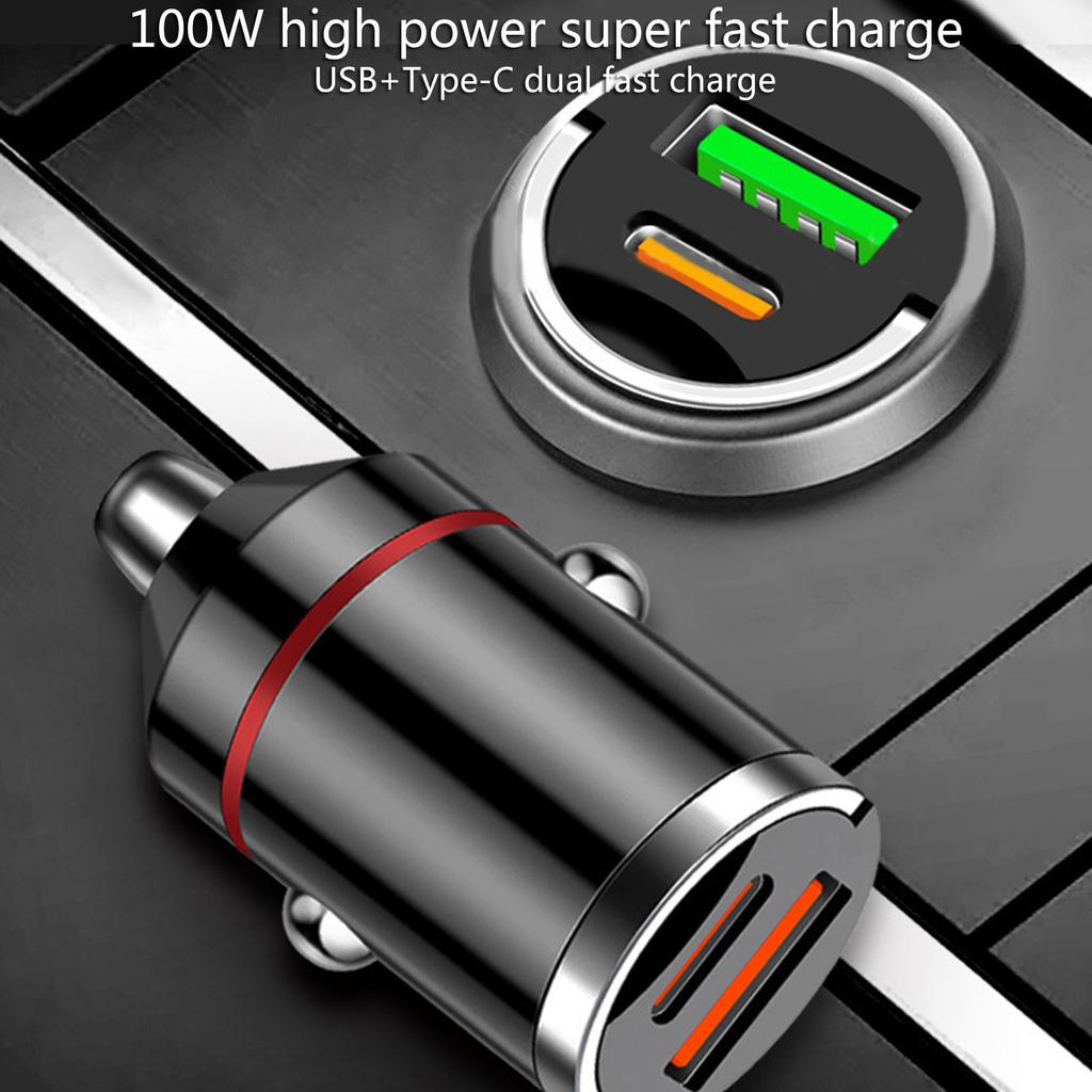 USB C Autoladegerät Adapter Zigarettenanzünder USB Ladegerät Schnellladung USB C Autotelefonladegerät PD30W/66W/100W