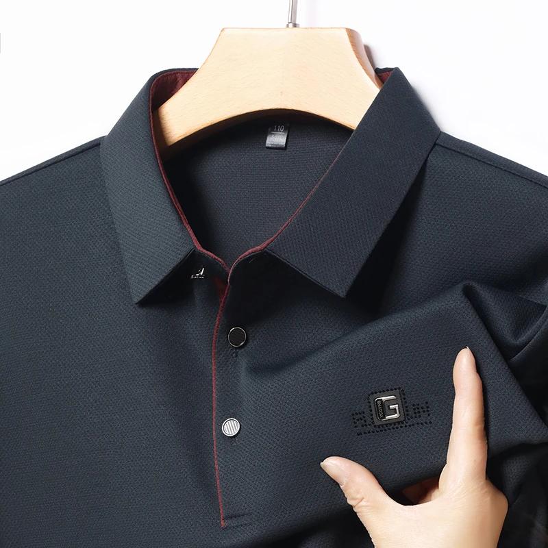 STORN New Men's Business Casual Short Sleeved Shirt with Badge Solid Color Polo Shirt Fashionable Breathable Comfortable Versatile Top