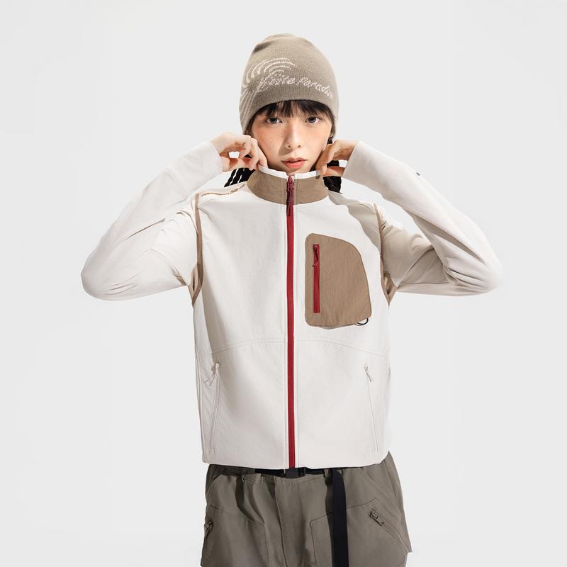 Li Ning CF Comfort Simple Color Block Zipper Stand Collar Loose Vest Unisex Vests AMDV109-2