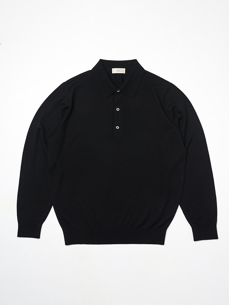 VERNO 25Ss Cashtouch Long Sleeve Polo Knit Black