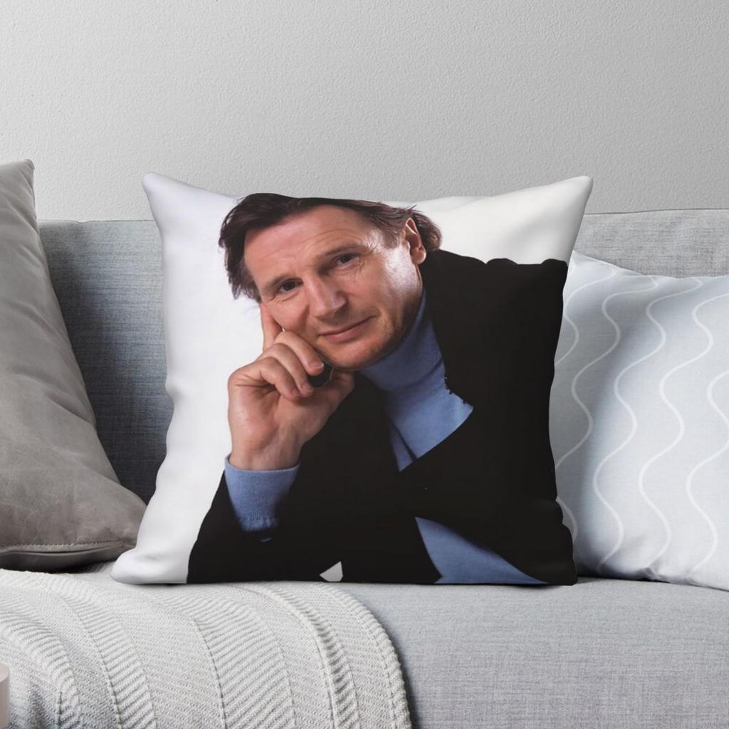 Federa per Cuscino Liam Neeson Bello Poliestere Lino Velluto Fantasia Zip Decorazione Copricuscino per Stanza