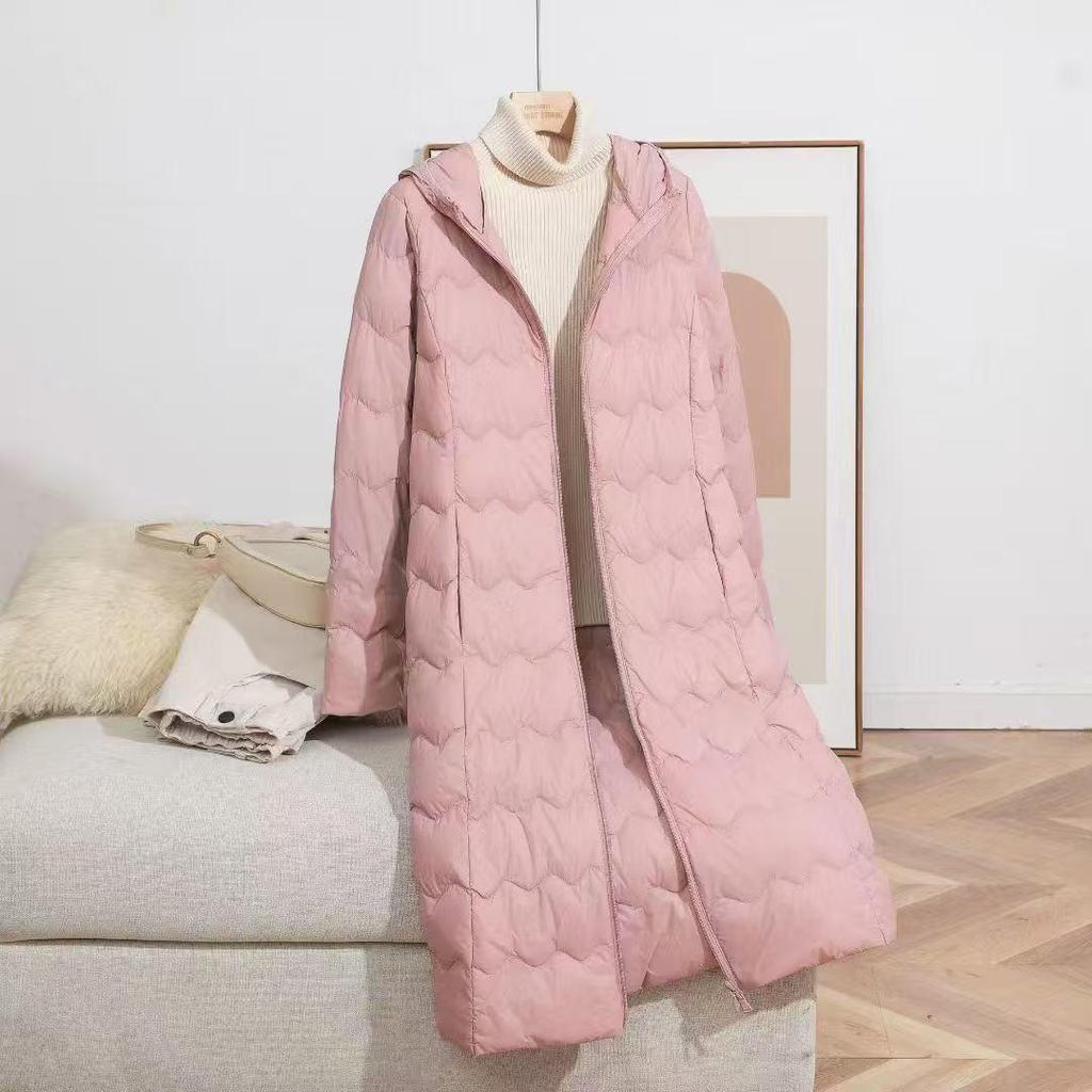 2025 Women's Lightweight Hooded Wavy Down Jacket Coat