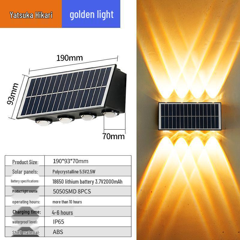 Wasserdichte Solar-Wandleuchte für Außenhof, Garten, Balkon und Terrasse