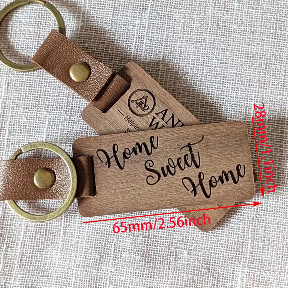 Personalized Realtor Closing Gift Keychain Logo Bulk Order Engraved Key Chain for New Home Owner Wood Keyring Wedding Favor