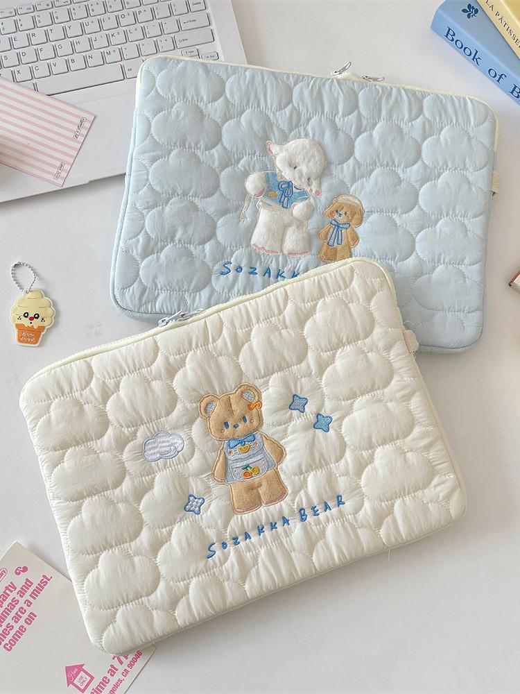 Soft Cloud Cartoon Embroidered iPad/Tablet Bag, 13/14 Inch Laptop Storage