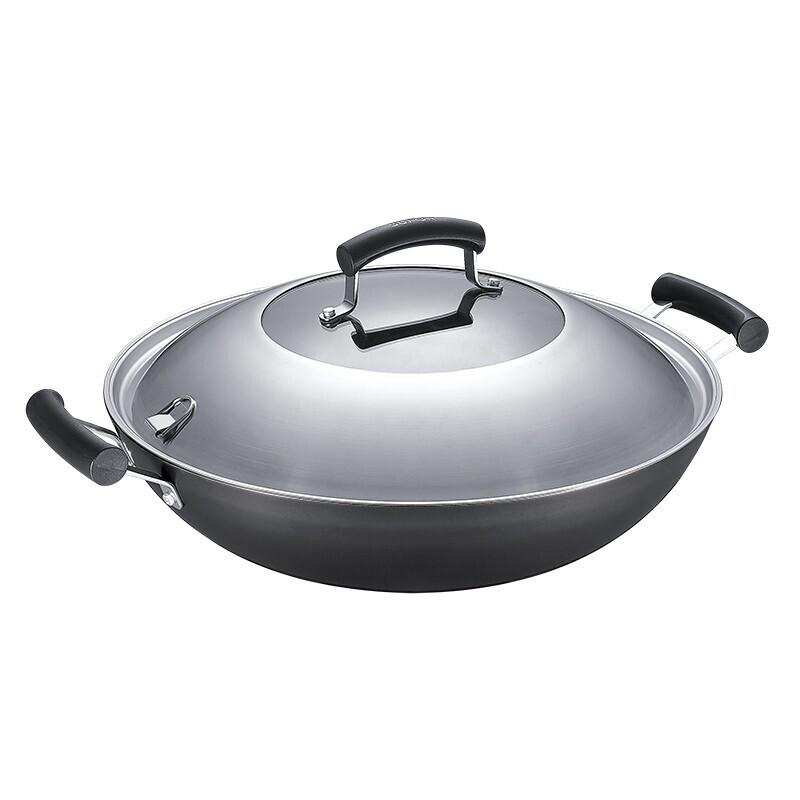 Supor Echter Rostfreier Gusseisen Wok mit Doppelgriff