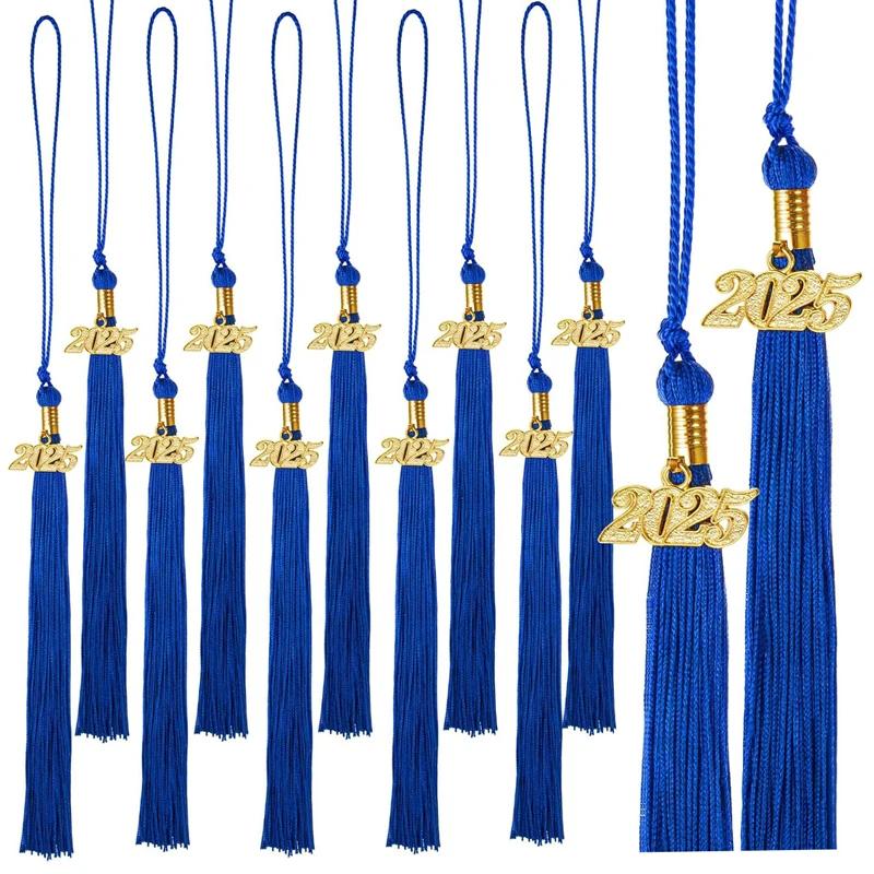 Set of 10 Graduation Tassels with Gold Year Cap Fringe Honor Cords for Diploma Ceremony Party Decoration Accessories
