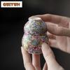 Chinese Enamel Colored Thousand Flowers Teacup Pure Silver Gilded Master Cup Juxiang Aroma Cup Ceramic Chazhan Tea Kung Fu Set