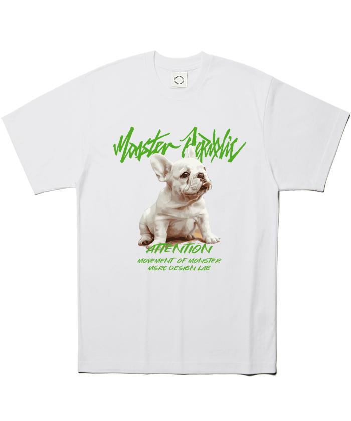 MONSTER REPUBLIC French Light Green T-Shirt White