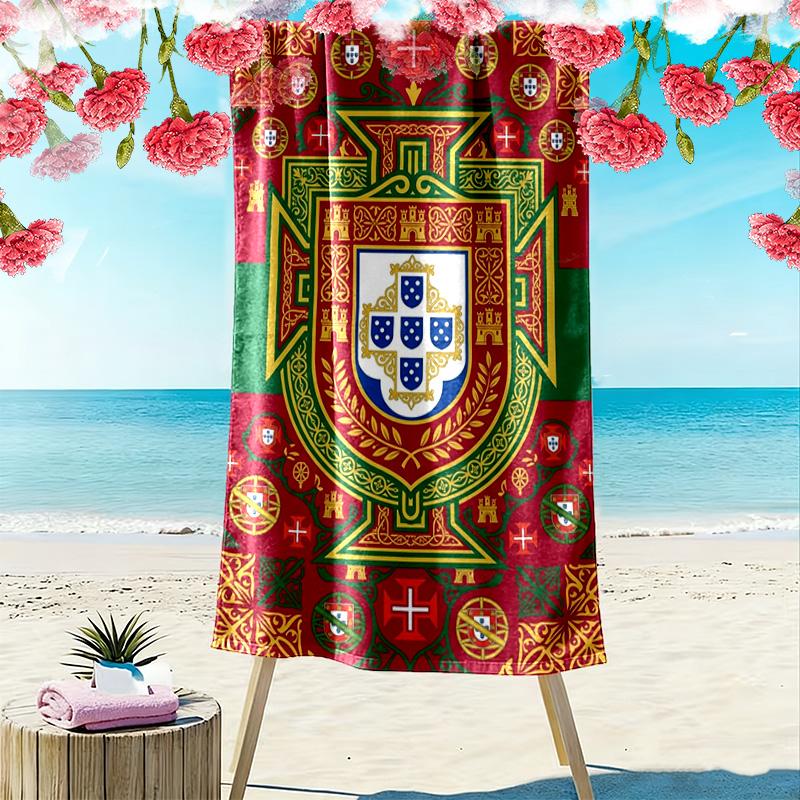 Portuguese Heritage Emblem Beach Towel Beach Towel for Vacation Photos Soft Absorbent Bath Towel Quick-drying Swim Towel Swim Beach