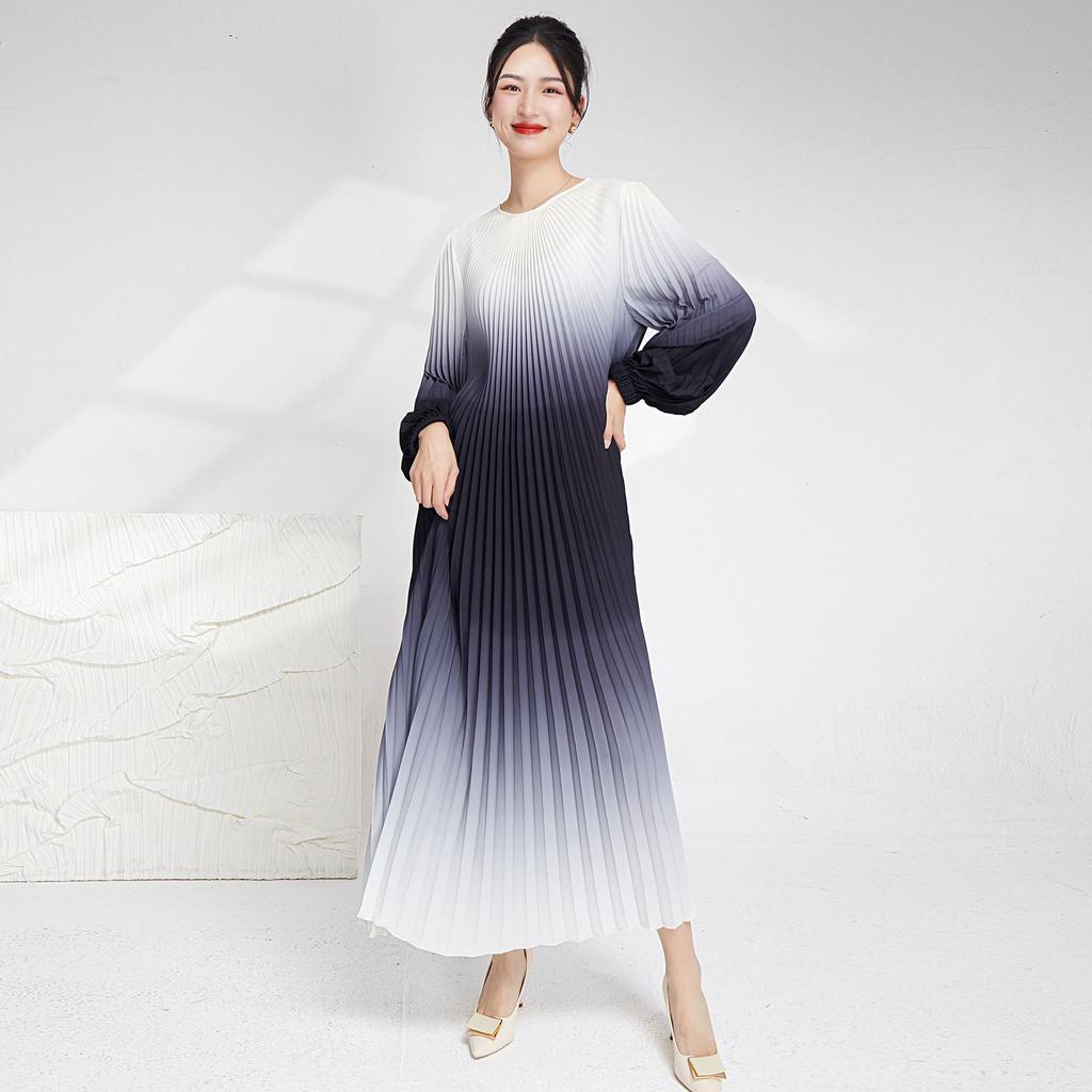 European & American Gradient Elegant Evening Dress: Loose, Tie-up Slimming Long Skirt for Women