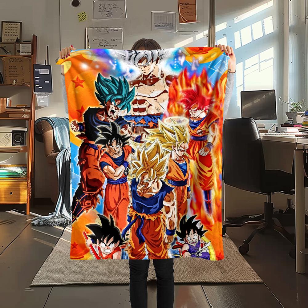 Flanelová deka s motivem Dragon Ball, Vysoce kvalitní, Pohodlná pro všechna roční období, Domácí dekorace, Teplo a pohodlí, Perfektní jako dárek.