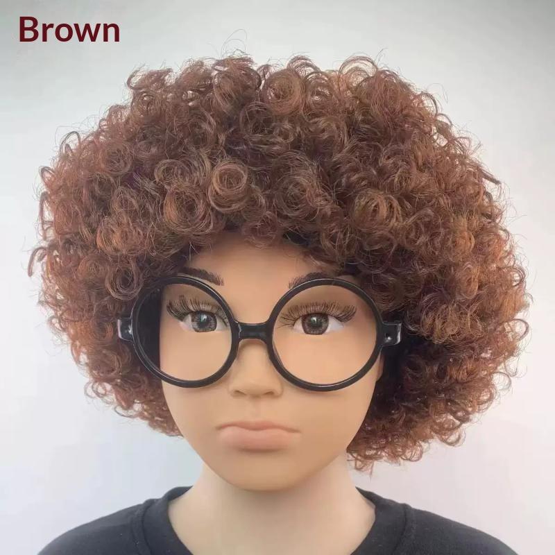 Gift Various Coloured Props Clown Cosplay Football Fans Black Afro Curly Wig Synthetic Wigs Curly Hair Children/Adults Dressing