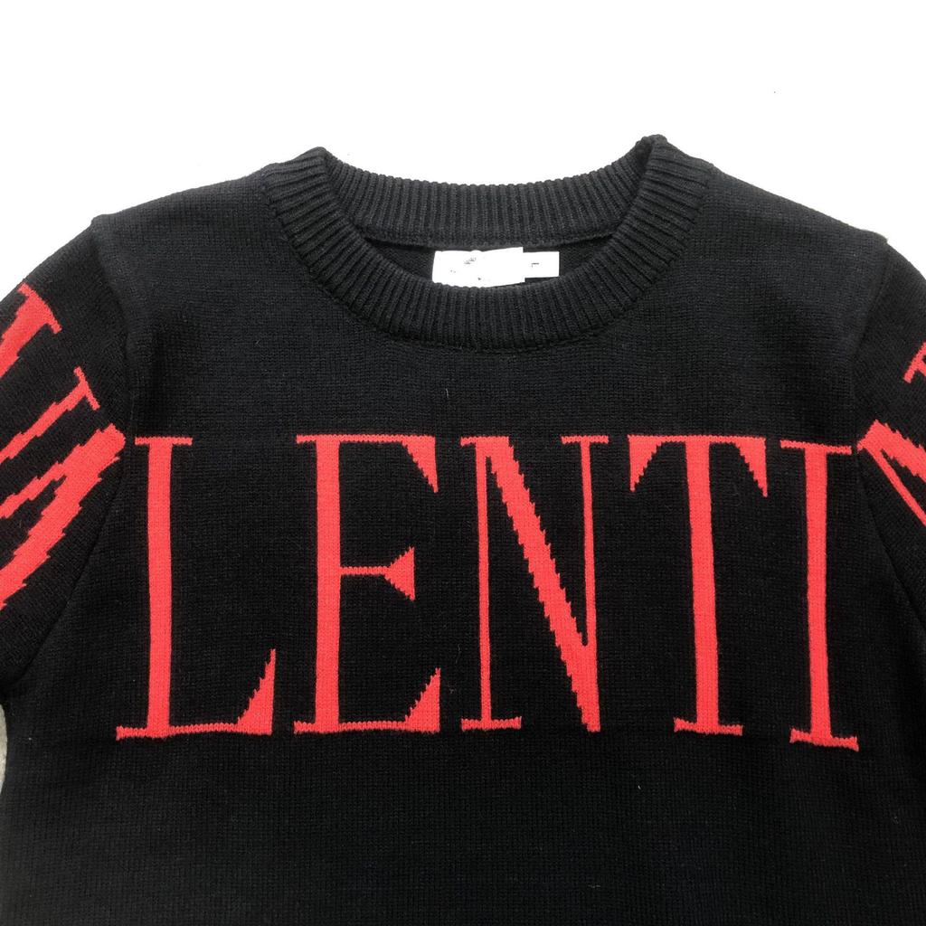 Zimowy Modny Sweter z Dzianiny Wełnianej w Europejskim Stylu: Długi rękaw, Okrągły dekolt, Żakard z literami