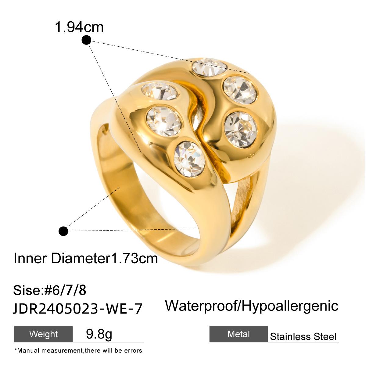 Jiedin European and American zircon medieval titanium steel ring stainless steel jewelry ring rings No. 8