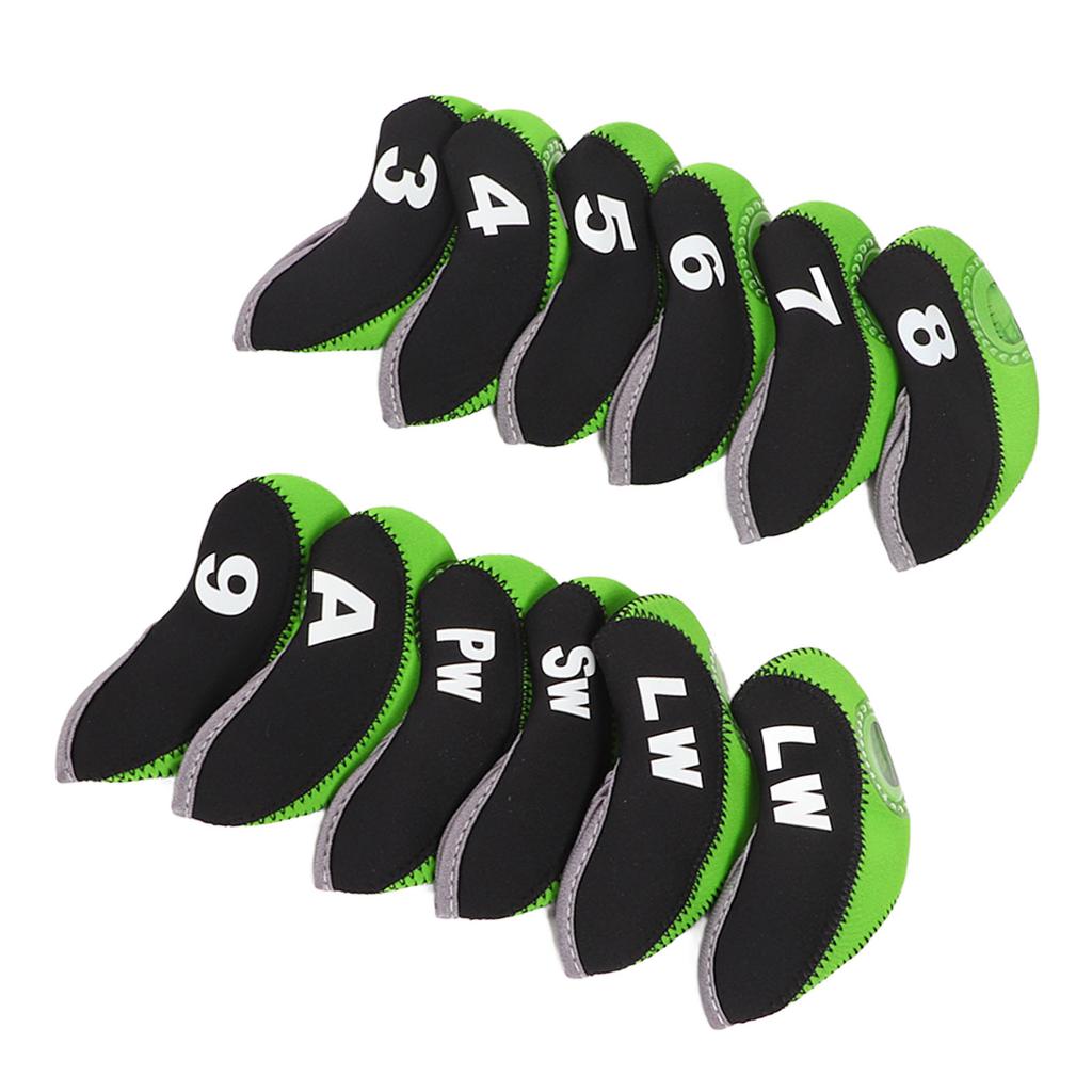 12Pcs Putter Head Covers Blade Golf Club Headcovers Neoprene Protective Jacket for Training Daily UseGreen
