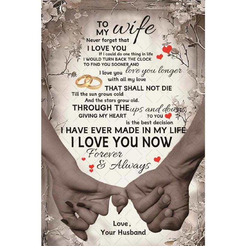 To My Wife Never Forget That I Love You Poster To My Wife Decor Metal Tin Sign For Office Home Bedroom Wedding Gifts 8x12 Inch