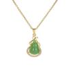 Vintage Green Chalcedony Water Drop Pendant Necklace – New Chinese Style Clavicle Chain Gift for Women