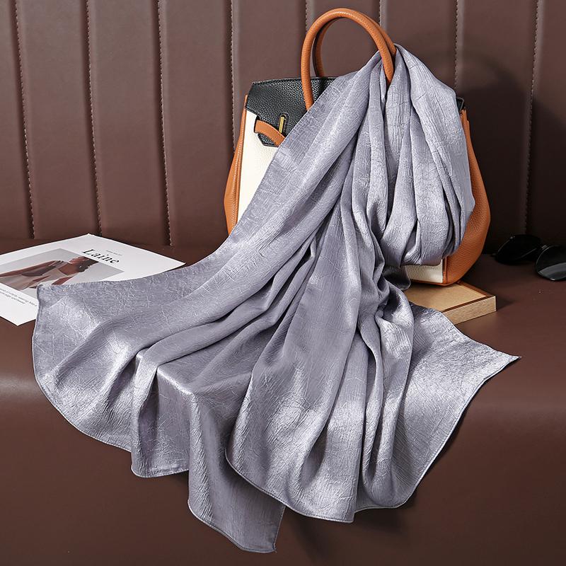 Large Size Silkly Stain Scarf Women Plain Foulard Femme Luxury Hijab Long Bandana Evening Party Dress Shawls and Wraps