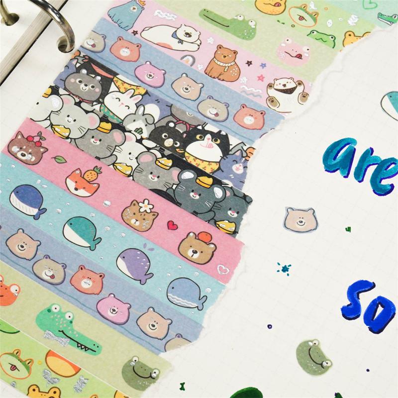 20 Rollen süße Tiere Washi Tape Set Heißprägung Gold Silber Folie Maskierung Cartoon Haustiere dekorative Bänder DIY Handarbeiten