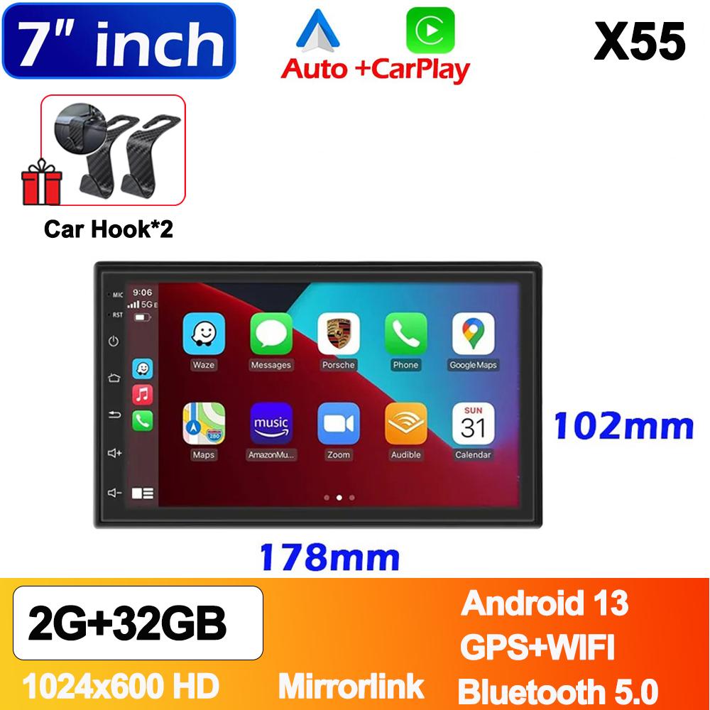 7/9/10inch Universal Android 13 Car Radio 64G Autoradio Wireless Carplay Android Auto 2Din Car Radio GPS BT Central Multimedia