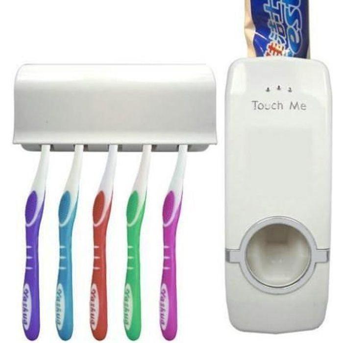 Distributeur automatique de dentifrice - Blanc - Plastique - Accessoires de salle de bain