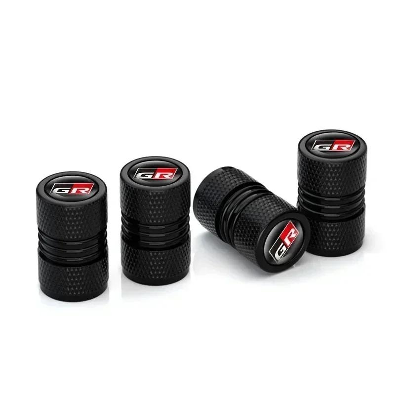 EINM2 4Pcs Car Valve Caps For Toyota GR Sport Rav4 Yaris Camry Avensis Auris Sequoia C-hr Wheel Tires Air Tyre Stem Protective Covers