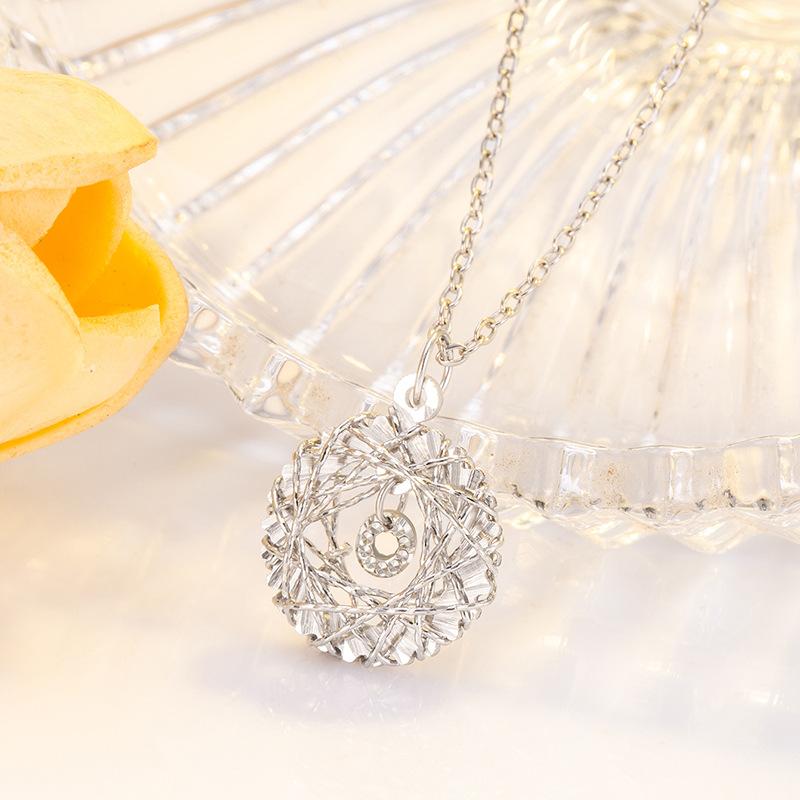 S925 sterling silver dream weaving net necklace women's flash car flower piece smart weaving pendant fashion temperament versatile collarbone chain