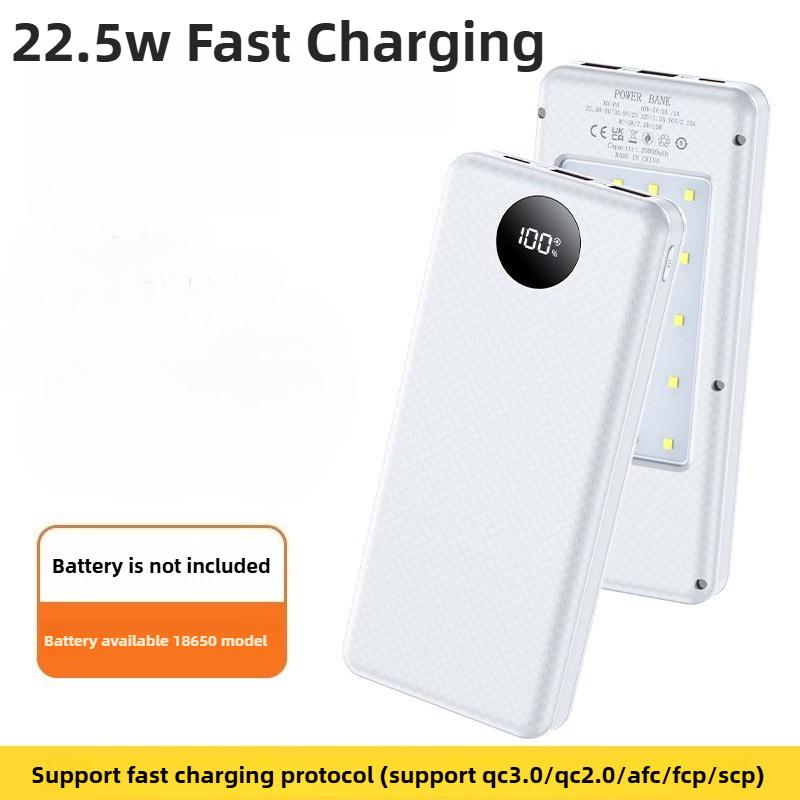 8x18650 Battery Charging Case Digital Display DIY Dual USB Type C Box 22.5W Fast Charging 15W Wireless Charging Power Case