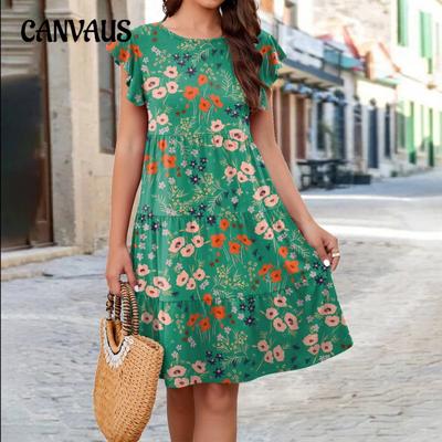 Women's Plus Size Knitted Print Casual Floral Dress