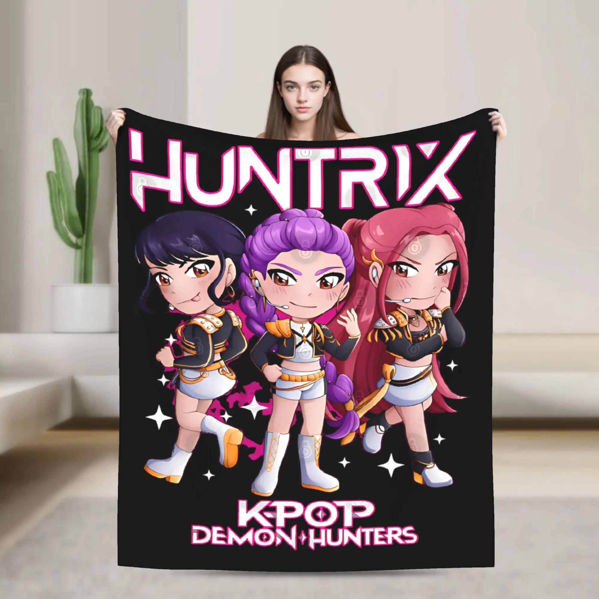 

Huntrix Kpop Demon Hunters Chibi Squad Soft Blanket Plush Bedding Throws Flannel Bedspread Sofa Cover for Bedroom 125x100cm-50x40in s
