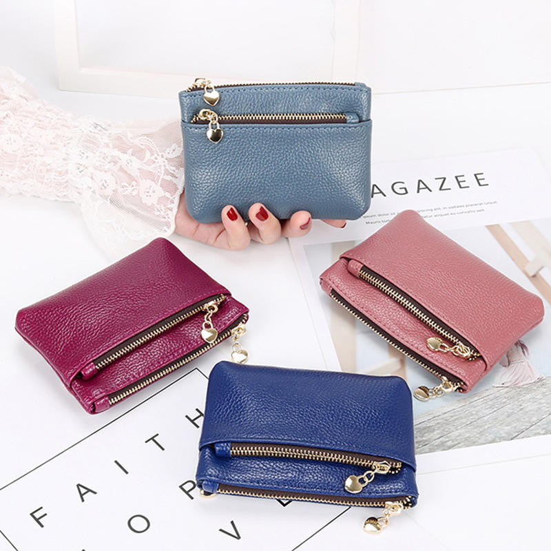 PU Leather Coin Purse Wallet With Card Slots Coin Organizer Change Holder Card Case Leather Zipper Storage Bag