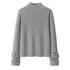 Handmade Hollow Crochet Cashmere Turtleneck Sweater for Women