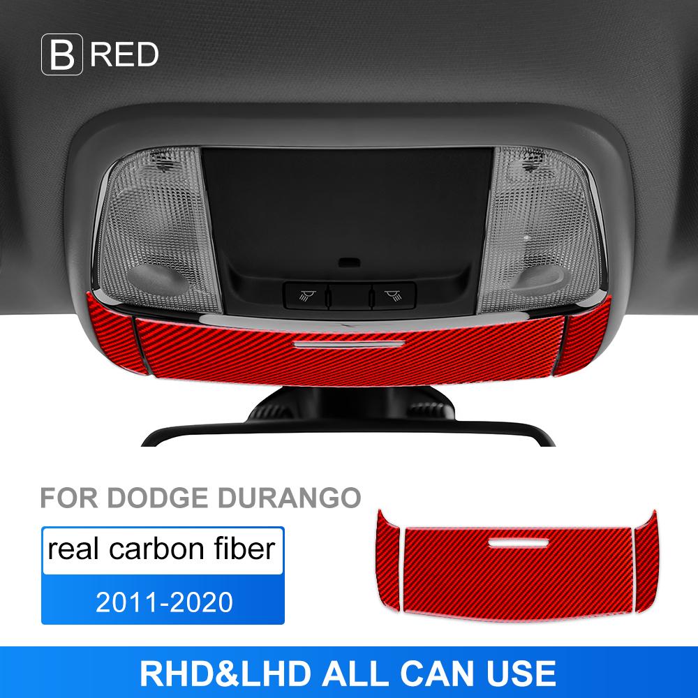 Real Carbon Fiber Overhead Light Trim Cover for Dodge Durango 2011-2020 Interior Sticker Kit Black With Red