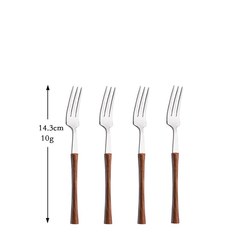 

Dinner Silver Stainless Steel Imitation Wooden Handle Dinnerware Knife Coffee Spoon Tea Fork Cutlery Set Tableware Flatware