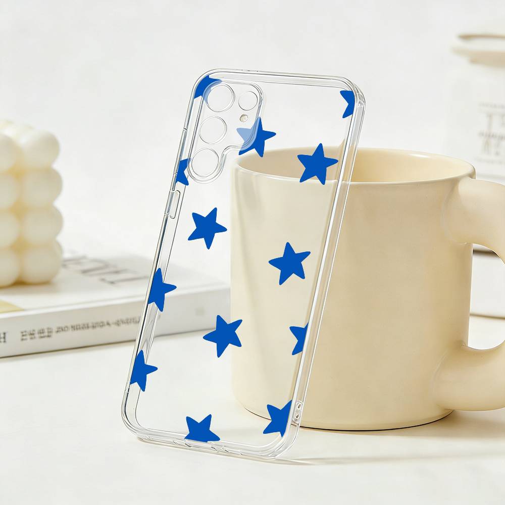 

Blue Minimalist Print Phone Case For Samsung S25,S24,S21,S22,S23,S30,Ultra,Plus,5G,Transparent Cover Samsung S225G