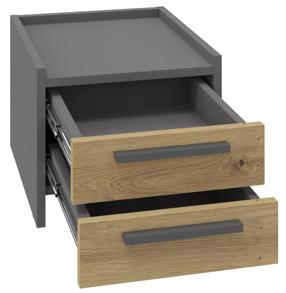 Altivo 2Sn Bedside Table, Artisan Oak-Anthracite, 2 Drawers, Low Bedside Table