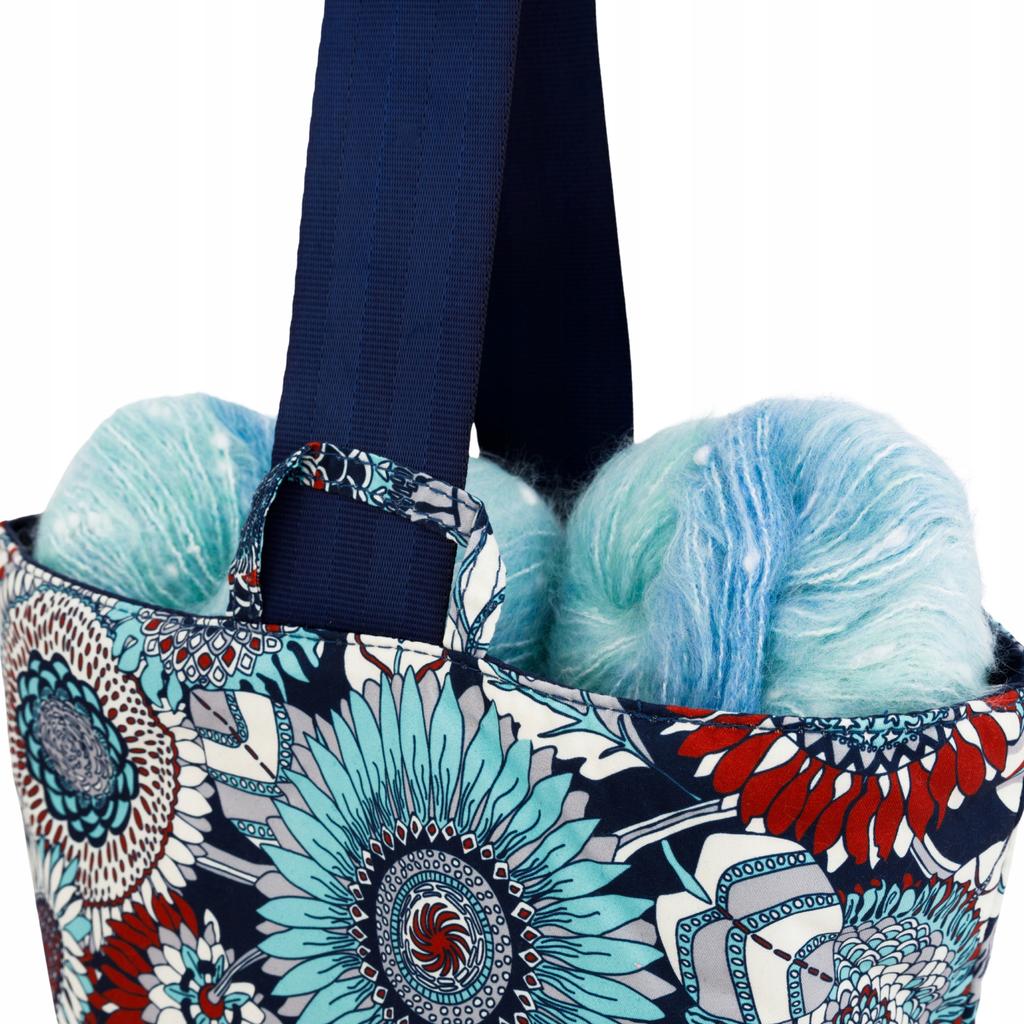 Diyqueen Yarn Bag With Wrist Strap, Light And Roomy, Floral Print