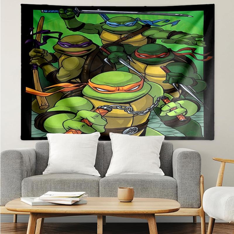 1PC Turtles Team Adventure Tapestry Accessories Playroom Tapestry, for Bedroom,Livingroom, Dormitory Room Wall Decor Fan Birthday Gifts