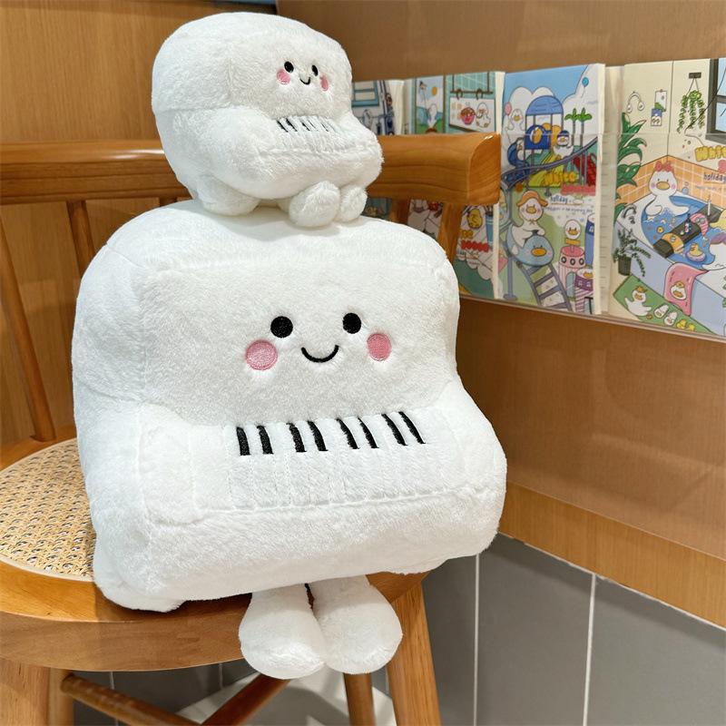 Cartoon Simulation White Piano Doll Pillow Musical Instrument Plush Toy Doll Shooting Props Decorative Ornaments Dolls