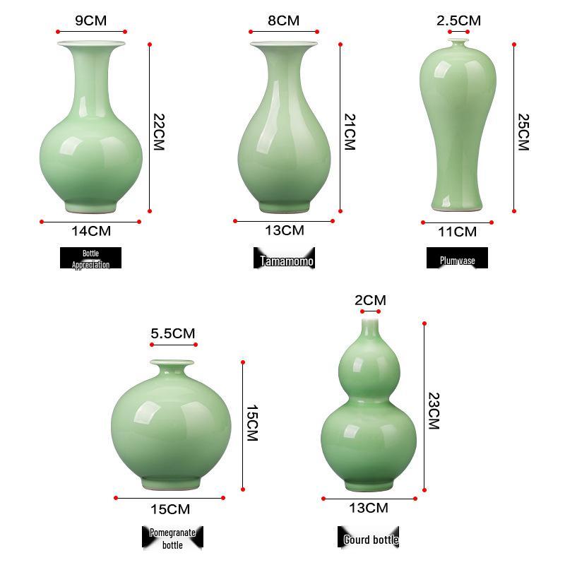Celadon Antique Ceramics Vase: Elegant Chinese Ornament for Floral Arrangement and Home Decor